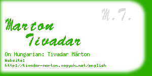 marton tivadar business card