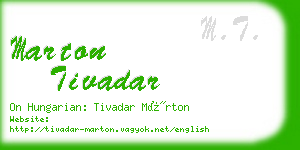 marton tivadar business card